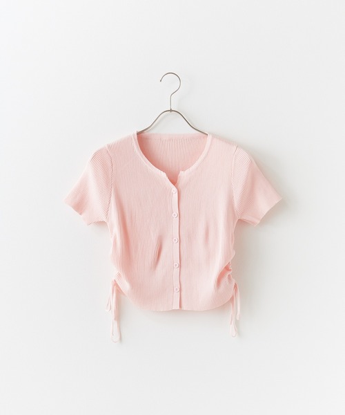 AO2（アオズ）の「Side Drawstring Ribbon Tops / サイドドロストリボントップス（Tシャツ/カットソー・レディース・ライトピンク/ブラック/ライトグリーン/ホワイト・FREE）」の4枚目の写真