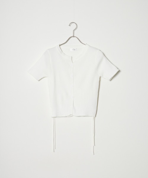AO2（アオズ）の「Side Drawstring Ribbon Tops / サイドドロストリボントップス（Tシャツ/カットソー・レディース・ライトピンク/ブラック/ライトグリーン/ホワイト・FREE）」の1枚目の写真