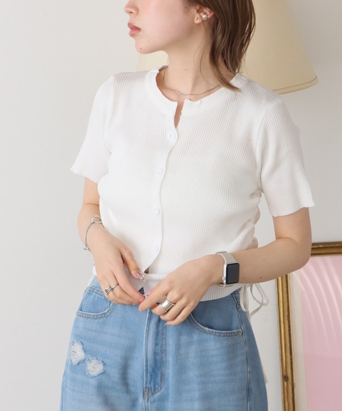 AO2（アオズ）の「Side Drawstring Ribbon Tops / サイドドロストリボントップス（Tシャツ/カットソー・レディース・ライトピンク/ブラック/ライトグリーン/ホワイト・FREE）」の17枚目の写真