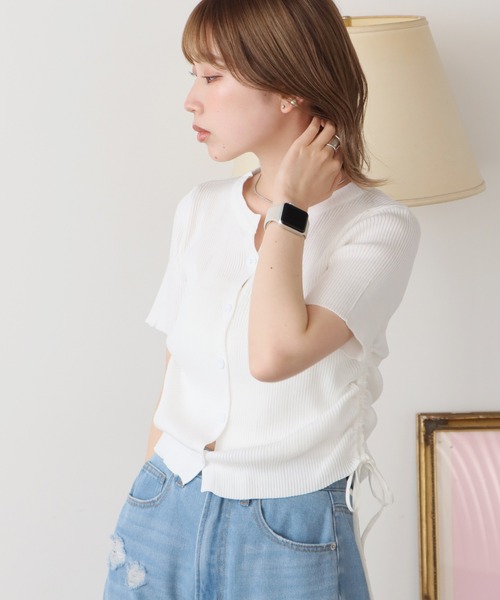 AO2(アオズ)の「Side Drawstring Ribbon Tops / サイドドロストリボントップス(Tシャツ/カットソー・レディース・ライトピンク/ブラック/ライトグリーン/ホワイト・FREE)」の16枚目の写真