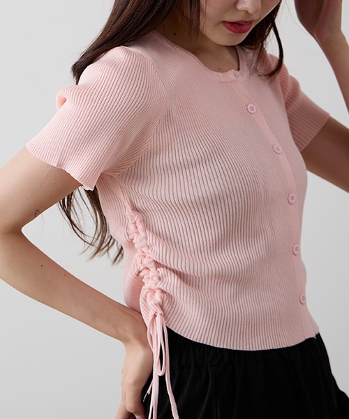 AO2(アオズ)の「Side Drawstring Ribbon Tops / サイドドロストリボントップス(Tシャツ/カットソー・レディース・ライトピンク/ブラック/ライトグリーン/ホワイト・FREE)」の18枚目の写真
