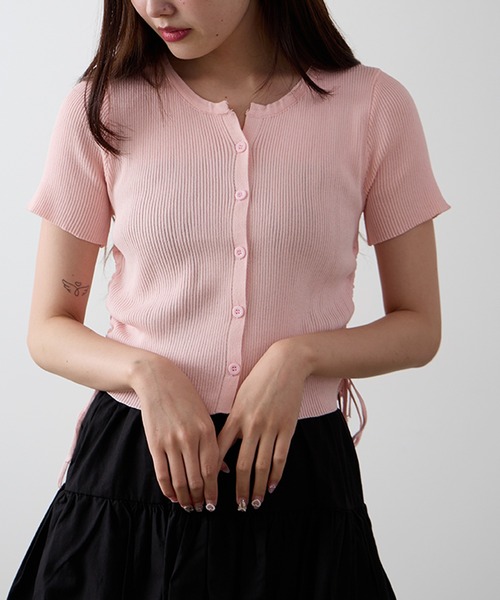 AO2(アオズ)の「Side Drawstring Ribbon Tops / サイドドロストリボントップス(Tシャツ/カットソー・レディース・ライトピンク/ブラック/ライトグリーン/ホワイト・FREE)」の17枚目の写真
