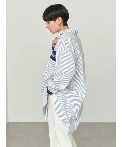 AMERICAN HOLIC(アメリカンホリック)の「リブラインシャツチュニック(シャツ/ブラウス・レディース・ブルー系その他7/オフホワイト/ブラック系その他2・M/L)」の7枚目の写真