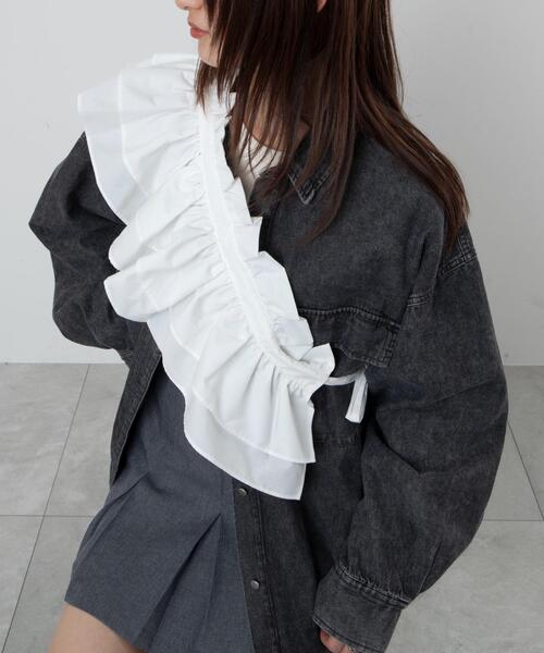 WEGO(ウィゴー)の「WEGO/マルチWAY付けフリル(付け襟・レディース・グレー/ブラック/オフホワイト・FREE)」の2枚目の写真
