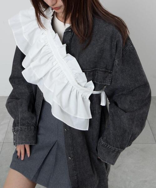 WEGO(ウィゴー)の「WEGO/マルチWAY付けフリル(付け襟・レディース・グレー/ブラック/オフホワイト・FREE)」の4枚目の写真