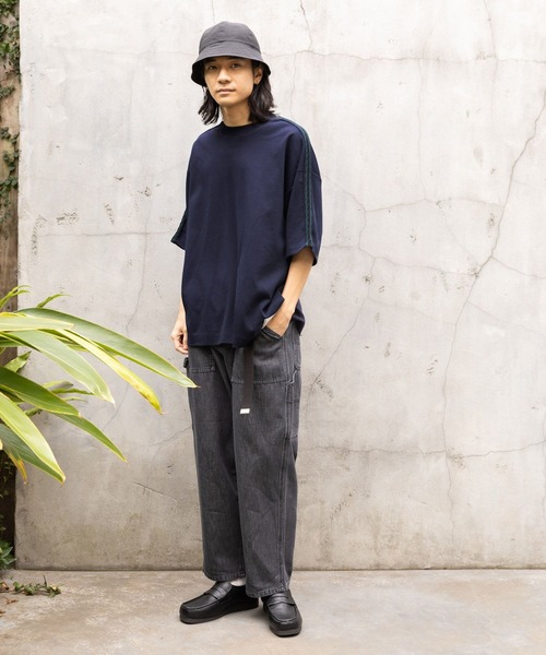 niko and...(ニコアンド)の「ニットモチーフラインTシャツ(Tシャツ/カットソー・メンズ・パープル/オフホワイト/ブラック・LARGE/MEDIUM)」の12枚目の写真