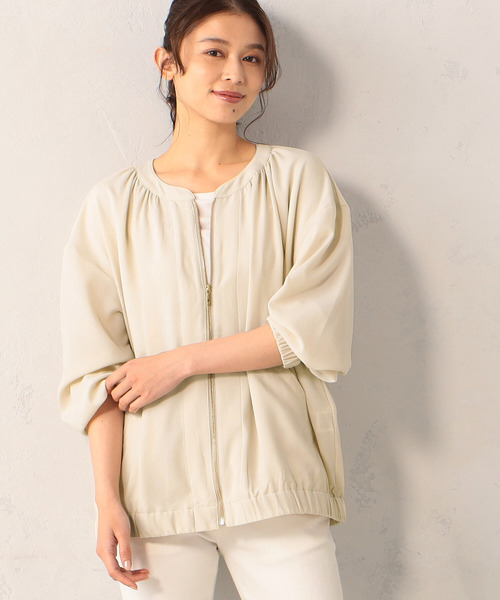 FOUND GOOD（ファウンドグッド）の「UVギャザーブルゾン（ブルゾン・レディース・アイボリー/グリーン系8/ブラック・S/M/L）」の2枚目の写真