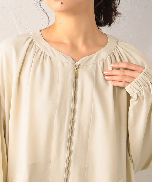 FOUND GOOD（ファウンドグッド）の「UVギャザーブルゾン（ブルゾン・レディース・アイボリー/グリーン系8/ブラック・S/M/L）」の5枚目の写真