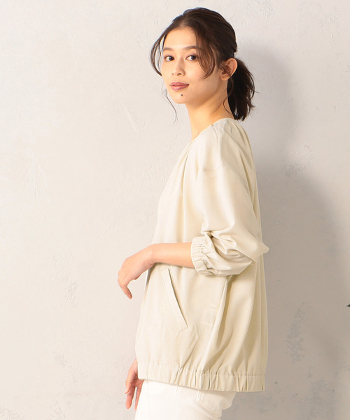 FOUND GOOD（ファウンドグッド）の「UVギャザーブルゾン（ブルゾン・レディース・アイボリー/グリーン系8/ブラック・S/M/L）」の7枚目の写真