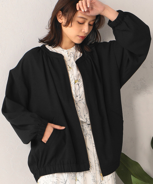 FOUND GOOD（ファウンドグッド）の「UVギャザーブルゾン（ブルゾン・レディース・アイボリー/グリーン系8/ブラック・S/M/L）」の8枚目の写真