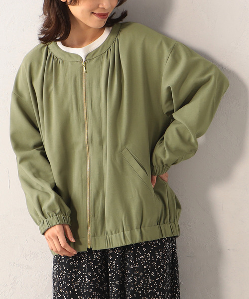 FOUND GOOD（ファウンドグッド）の「UVギャザーブルゾン（ブルゾン・レディース・アイボリー/グリーン系8/ブラック・S/M/L）」の15枚目の写真