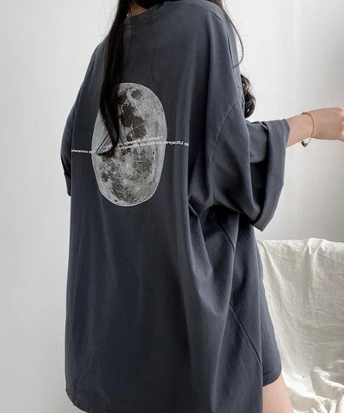LAC-VERT（ラック・ヴェール）の「アースプリントビッグT（Tシャツ/カットソー・レディース・チャコールグレー/ブラック/ホワイト・FREE）」の3枚目の写真