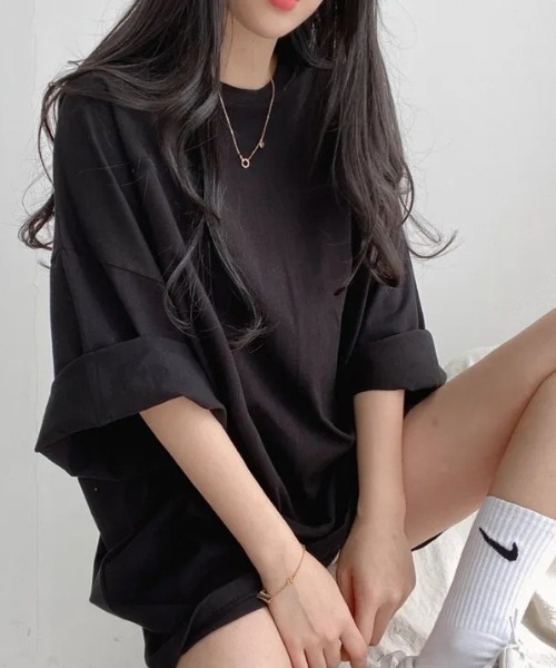 LAC-VERT（ラック・ヴェール）の「アースプリントビッグT（Tシャツ/カットソー・レディース・チャコールグレー/ブラック/ホワイト・FREE）」の13枚目の写真