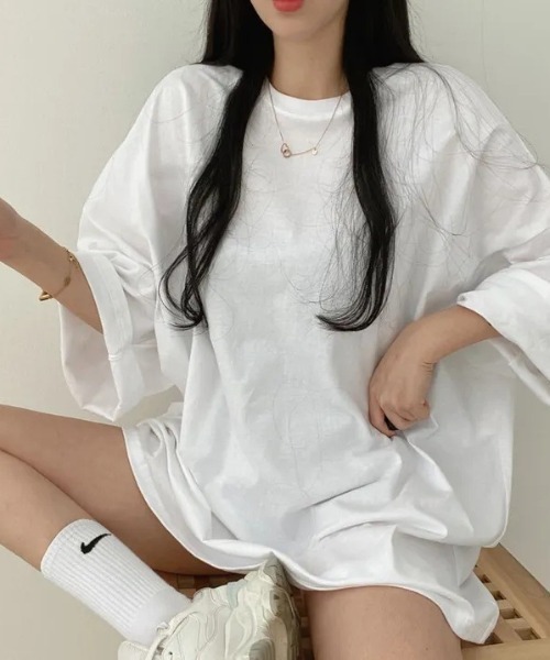 LAC-VERT（ラック・ヴェール）の「アースプリントビッグT（Tシャツ/カットソー・レディース・チャコールグレー/ブラック/ホワイト・FREE）」の15枚目の写真