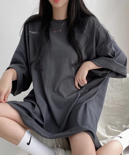 LAC-VERT（ラック・ヴェール）の「アースプリントビッグT（Tシャツ/カットソー・レディース・チャコールグレー/ブラック/ホワイト・FREE）」の16枚目の写真