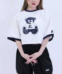 STARTER ショート丈 リンガープリントTシャツ / レディース チビT