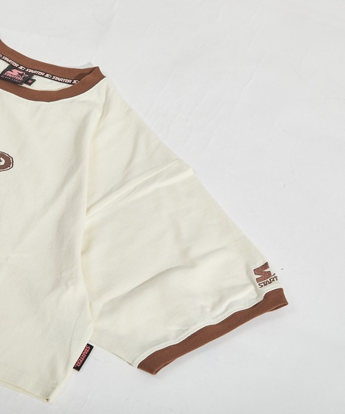 STARTER(スターター)の「STARTER ショート丈 リンガープリントTシャツ / レディース チビT(Tシャツ/カットソー・レディース・ホワイト×ネイビー/クリーム/ホワイト×ブラック/ブラック×ホワイト・L/M)」の17枚目の写真