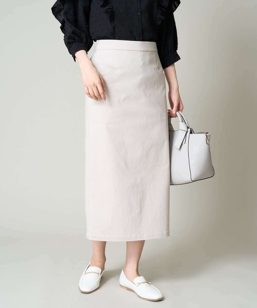 a.v.v（アーヴェヴェ）の「ハイパーストレッチナロースカート（スカート・レディース・ライトグレー/ブラック・36/40/38/42/34）」の2枚目の写真