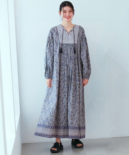 ROPE' PICNIC(ロペピクニック)の「【WEB限定カラー:グリーン】INDIAプリントワンピース/リンクコーデ(ワンピース・レディース・グリーン系その他2/イエロー系その他4/ブルー系その他4・38)」の3枚目の写真