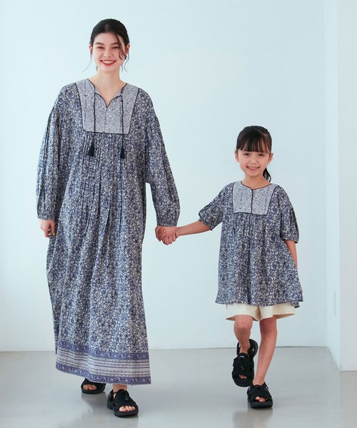 ROPE' PICNIC(ロペピクニック)の「【WEB限定カラー:グリーン】INDIAプリントワンピース/リンクコーデ(ワンピース・レディース・グリーン系その他2/イエロー系その他4/ブルー系その他4・38)」の4枚目の写真