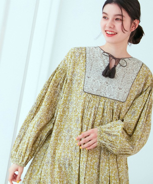 ROPE' PICNIC(ロペピクニック)の「【WEB限定カラー:グリーン】INDIAプリントワンピース/リンクコーデ(ワンピース・レディース・グリーン系その他2/イエロー系その他4/ブルー系その他4・38)」の12枚目の写真