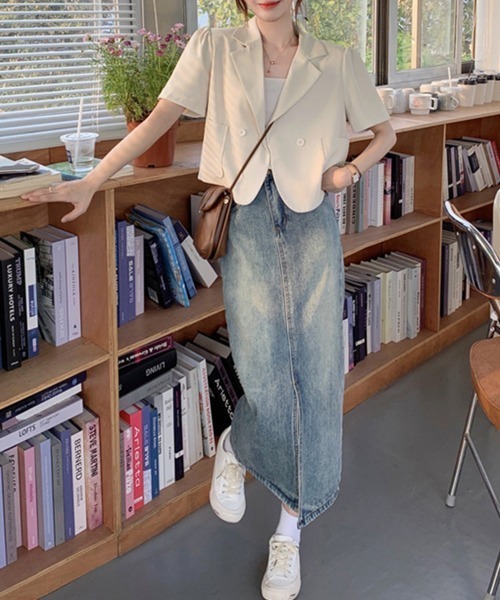 Miniministore（ミニミニストア）の「クロップド丈 半袖ジャケット レディース（カーディガン/ボレロ・レディース・フューシャピンク/グリーン/アイボリー/ブラック・M/XL/L）」の17枚目の写真