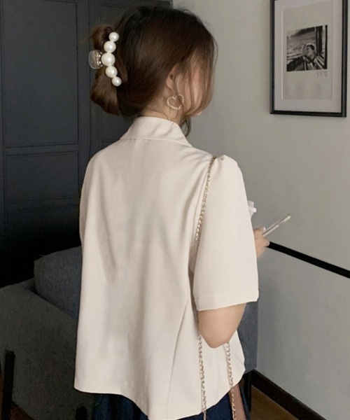 Miniministore（ミニミニストア）の「クロップド丈 半袖ジャケット レディース（カーディガン/ボレロ・レディース・フューシャピンク/グリーン/アイボリー/ブラック・M/XL/L）」の20枚目の写真