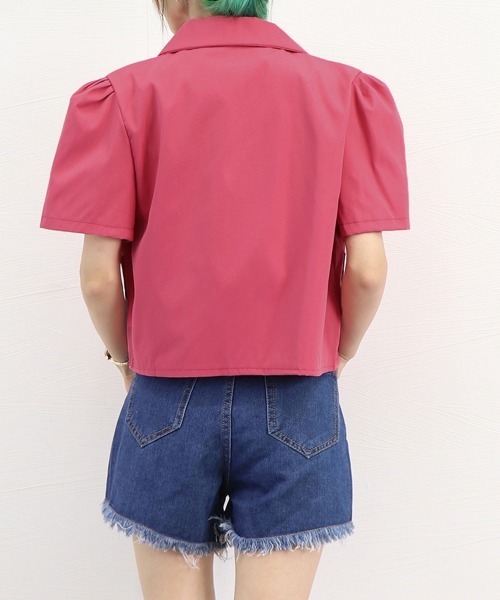 Miniministore（ミニミニストア）の「クロップド丈 半袖ジャケット レディース（カーディガン/ボレロ・レディース・フューシャピンク/グリーン/アイボリー/ブラック・M/XL/L）」の12枚目の写真