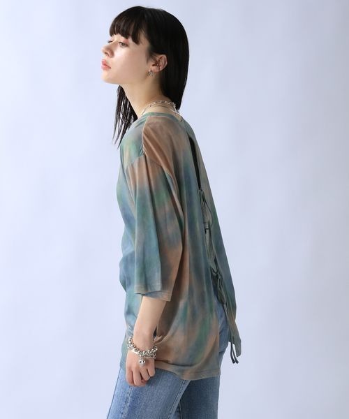 JEANASIS(ジーナシス)の「バックオープンリボンTEE/118310(Tシャツ/カットソー・レディース・ブラック/マルチ/グレー系その他/グレー・FREE)」の10枚目の写真