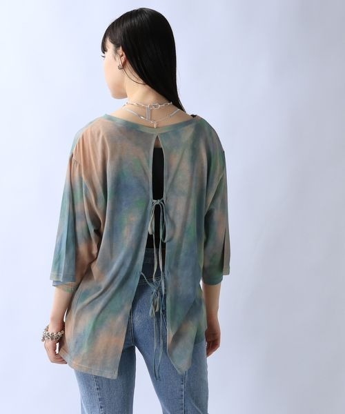JEANASIS(ジーナシス)の「バックオープンリボンTEE/118310(Tシャツ/カットソー・レディース・ブラック/マルチ/グレー系その他/グレー・FREE)」の9枚目の写真