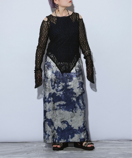 Ezick ANNONIM（エジックアノニム）の「Foil print メタリックアソートスカート（スカート・レディース・シルバー系その他/ブルー系その他・MEDIUM/SMALL）」の5枚目の写真