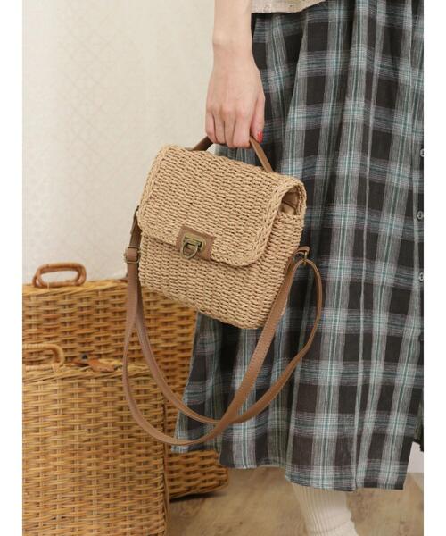 Samansa Mos2(サマンサ モスモス)の「ペーパーカゴショルダーバッグ(ハンドバッグ・レディース・キナリ/ベージュ・F)」の3枚目の写真