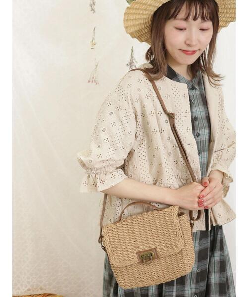 Samansa Mos2(サマンサ モスモス)の「ペーパーカゴショルダーバッグ(ハンドバッグ・レディース・キナリ/ベージュ・F)」の5枚目の写真