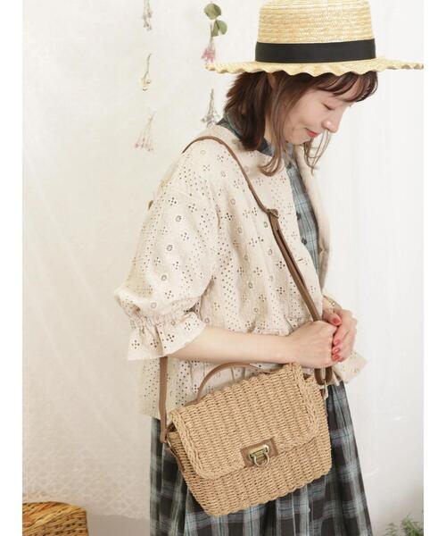 Samansa Mos2(サマンサ モスモス)の「ペーパーカゴショルダーバッグ(ハンドバッグ・レディース・キナリ/ベージュ・F)」の7枚目の写真