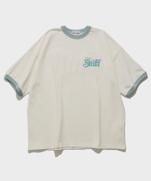 F-LAGSTUF-F(フラグスタフ)の「COVER LOGO RINGER TEE(Tシャツ/カットソー・メンズ・グリーン/ホワイト・L/M)」の1枚目の写真
