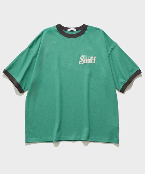 F-LAGSTUF-F(フラグスタフ)の「COVER LOGO RINGER TEE(Tシャツ/カットソー・メンズ・グリーン/ホワイト・L/M)」の2枚目の写真