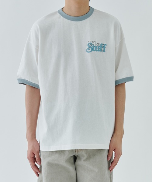 F-LAGSTUF-F(フラグスタフ)の「COVER LOGO RINGER TEE(Tシャツ/カットソー・メンズ・グリーン/ホワイト・L/M)」の7枚目の写真