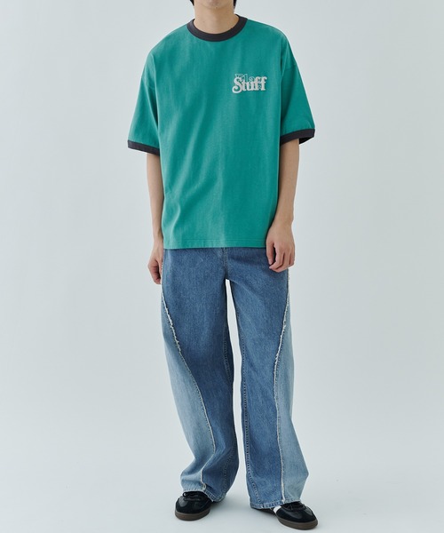 F-LAGSTUF-F(フラグスタフ)の「COVER LOGO RINGER TEE(Tシャツ/カットソー・メンズ・グリーン/ホワイト・L/M)」の6枚目の写真