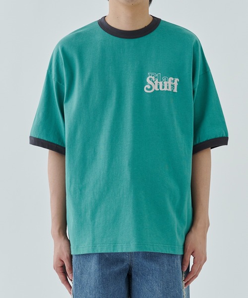 F-LAGSTUF-F(フラグスタフ)の「COVER LOGO RINGER TEE(Tシャツ/カットソー・メンズ・グリーン/ホワイト・L/M)」の10枚目の写真