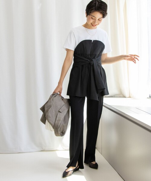 NOLLEY’S（ノーリーズ）の「ビスチェ風コンビTシャツ（Tシャツ/カットソー・レディース・ネイビー/ブルー系その他7/オリーブ/ブラック・38）」の11枚目の写真