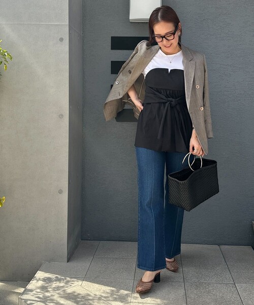 NOLLEY’S（ノーリーズ）の「ビスチェ風コンビTシャツ（Tシャツ/カットソー・レディース・ネイビー/ブルー系その他7/オリーブ/ブラック・38）」の12枚目の写真