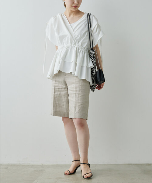 GALLARDAGALANTE（ガリャルダガランテ）の「【セットアップ対応】リネンハーフパンツ（その他パンツ・レディース・ベージュ・1/0）」の3枚目の写真