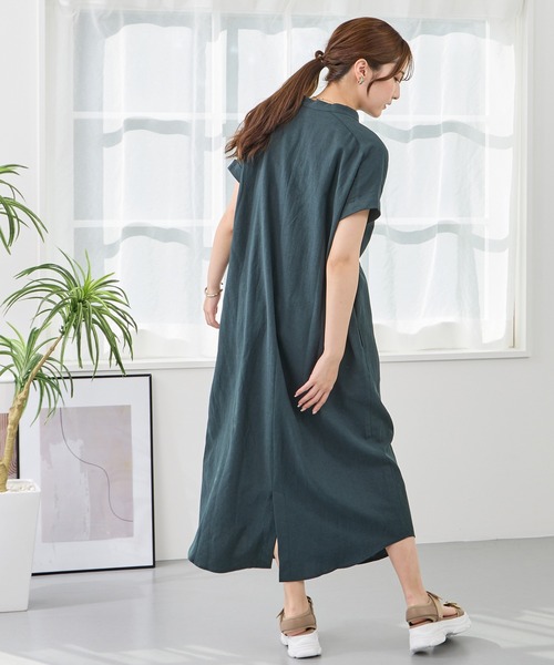 NICOLE white（ニコルホワイト）の「リネン混スキッパーワンピ－ス（ワンピース・レディース・ネイビー/ベージュ/グリーン/イエロー・FREE）」の22枚目の写真