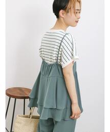 Samansa Mos2 blue | 【接触冷感】フリルキャミビスチェ(セットアップ可)(シャツ/ブラウス)