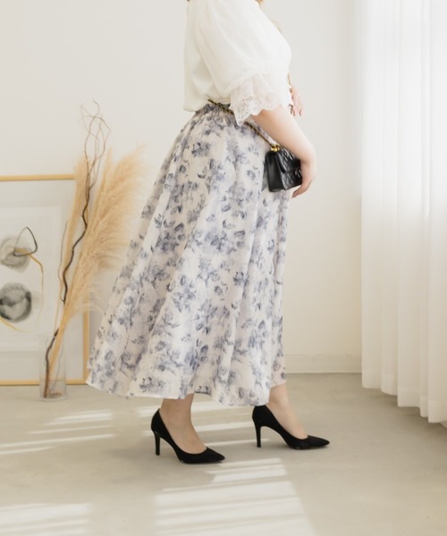 【セール】ぼかし花柄シアースカート(スカート)|CLETTE(クレット) 【セール】ぼかし花柄シアースカート(スカート)|CLETTE(クレット)