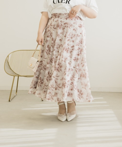 【セール】ぼかし花柄シアースカート(スカート)|CLETTE(クレット) 【セール】ぼかし花柄シアースカート(スカート)|CLETTE(クレット)