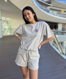 RED BUD CROPPED TOPS/ロキシードローコード付き半袖ワンポイントショート丈Tシャツ
