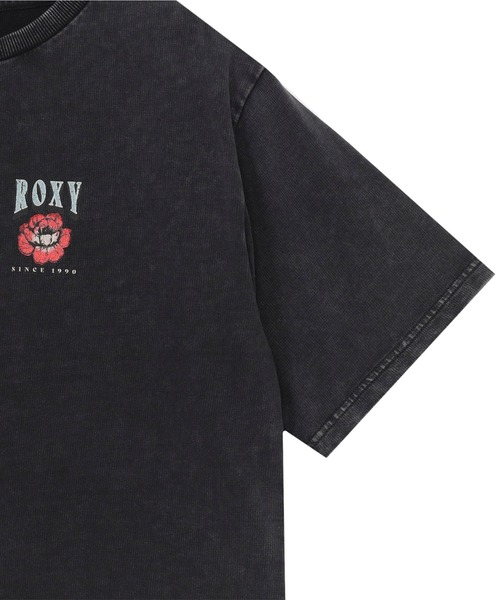 ROXY（ロキシー）の「RED BUD CROPPED TOPS/ロキシードローコード付き半袖ワンポイントショート丈Tシャツ（Tシャツ/カットソー・レディース・アクア/ブラック/グレー・LARGE/MEDIUM）」の6枚目の写真