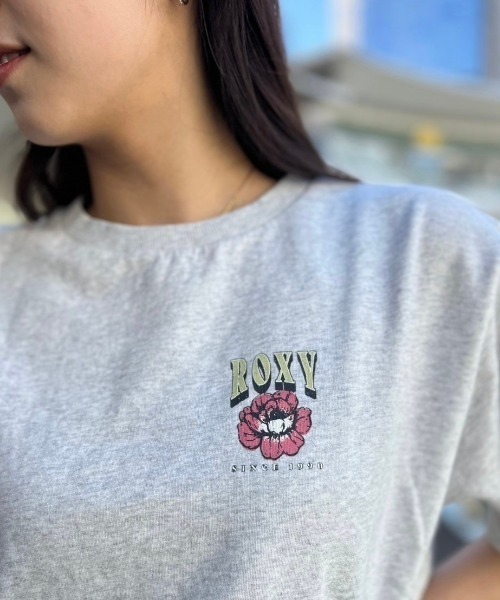 ROXY（ロキシー）の「RED BUD CROPPED TOPS/ロキシードローコード付き半袖ワンポイントショート丈Tシャツ（Tシャツ/カットソー・レディース・アクア/ブラック/グレー・LARGE/MEDIUM）」の21枚目の写真