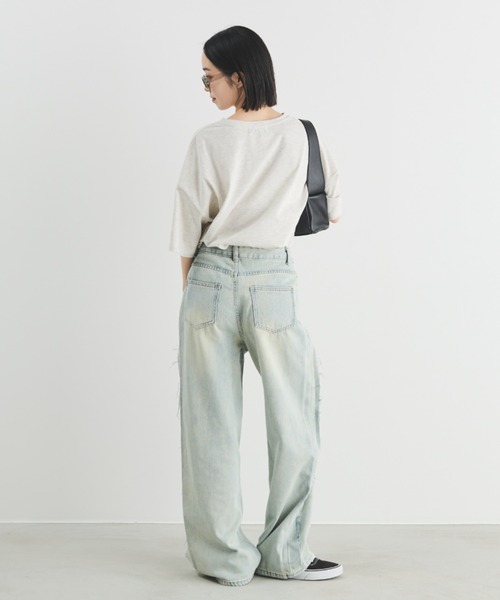 MERLOT（メルロー）の「フェイクレイヤードダメージデニム（デニムパンツ・レディース・ブルー・MEDIUM/LARGE）」の15枚目の写真